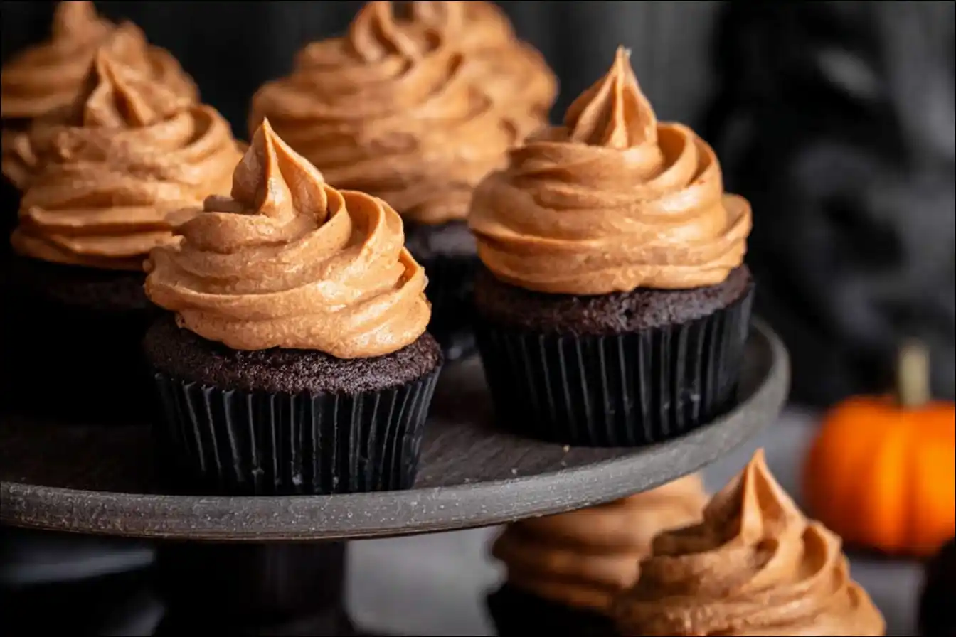 Chocolate Pumpkin Cupcakes with Creamy Frosting Chocolate Pumpkin Cupcakes with Creamy Frosting