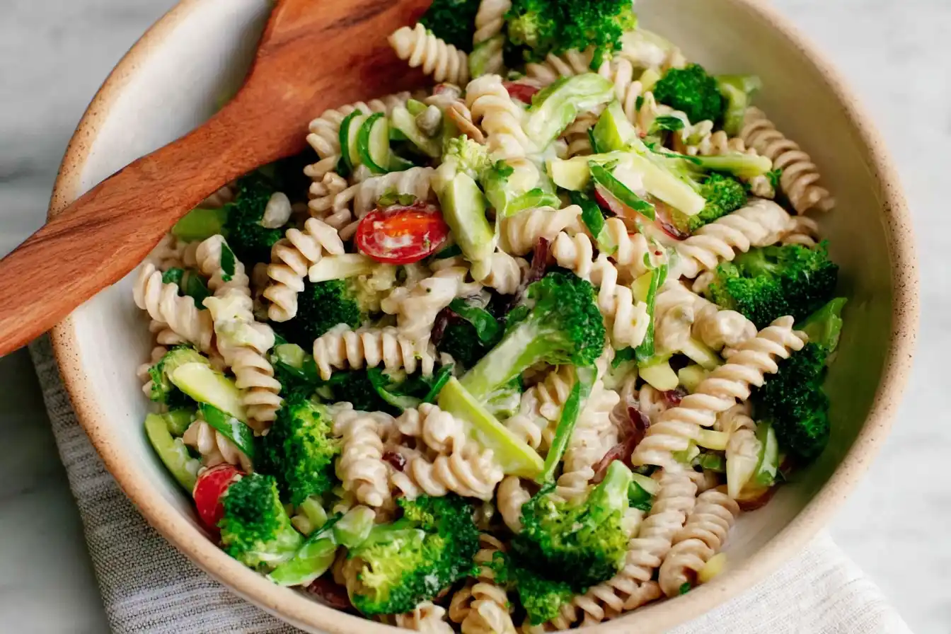 Broccoli Pasta Salad with Lemon Tahini Dressing