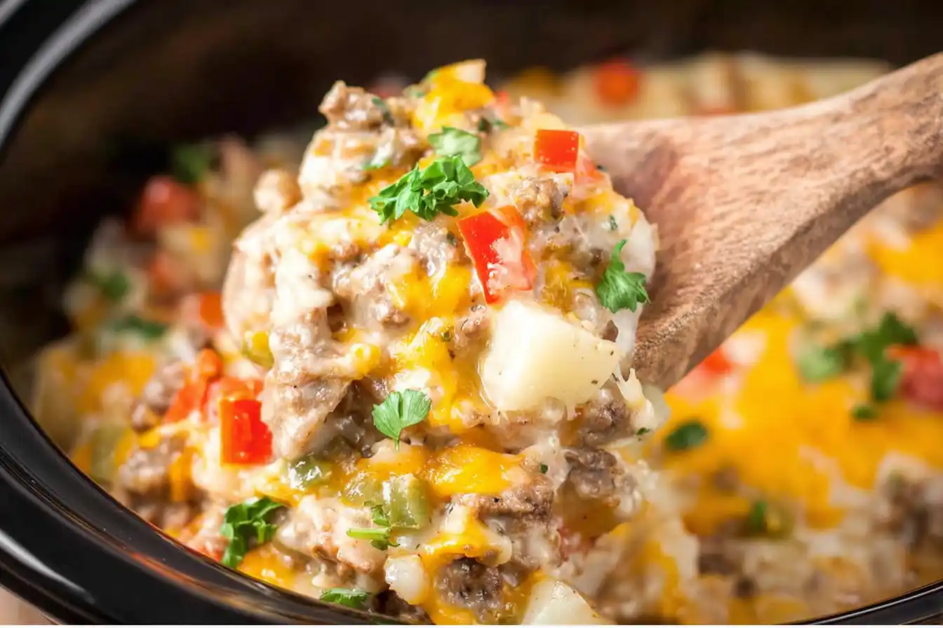 Crock Pot Cheesesteak Potato Casserole (Easy & Cheesy) Crock Pot Cheesesteak Potato Casserole (Easy & Cheesy)