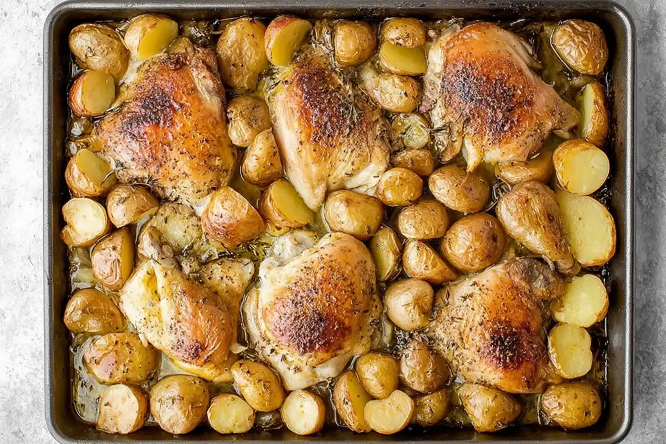One Pan Garlic Roasted Chicken and Baby Potatoes One Pan Garlic Roasted Chicken and Baby Potatoes