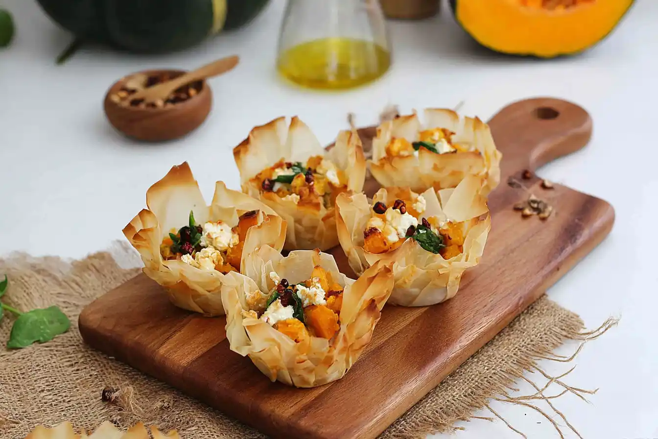 Pumpkin Feta Phyllo Cups – Easy Crispy Appetizer Pumpkin Feta Phyllo Cups – Easy Crispy Appetizer