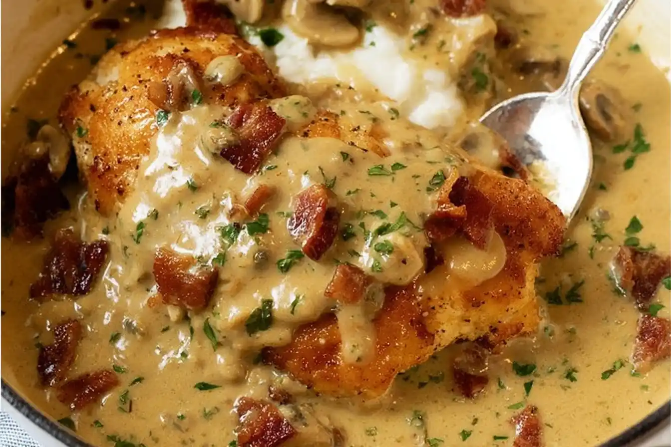 Smothered Chicken Recipe with Creamy Bacon Gravy
