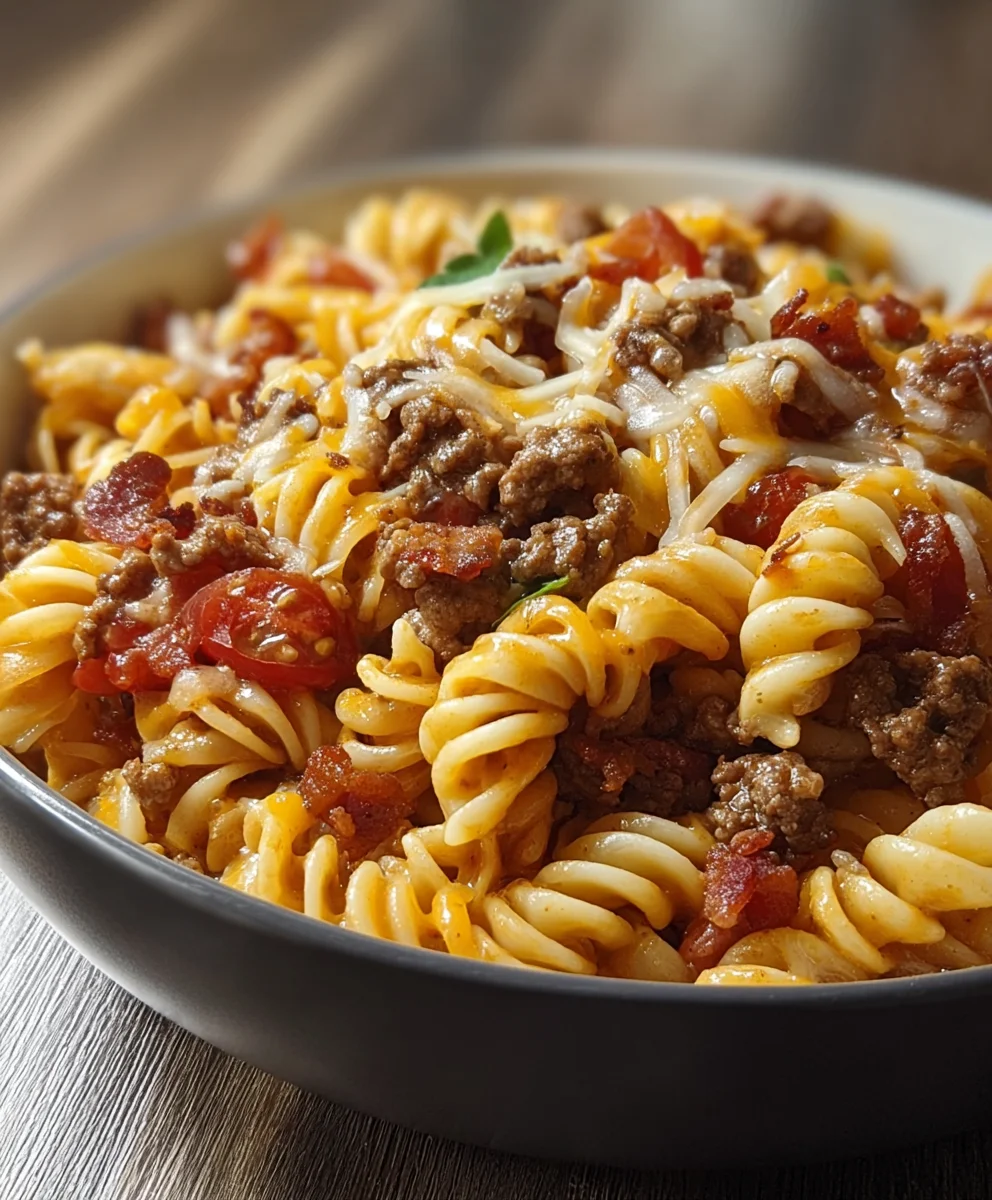 Loaded Beef Bacon Cheeseburger Pasta: Your New Favorite! Loaded Beef Bacon Cheeseburger Pasta: Your New Favorite!