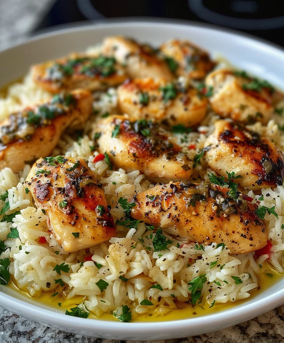 Creamy Chicken Scampi & Garlic Parmesan Rice Recipe