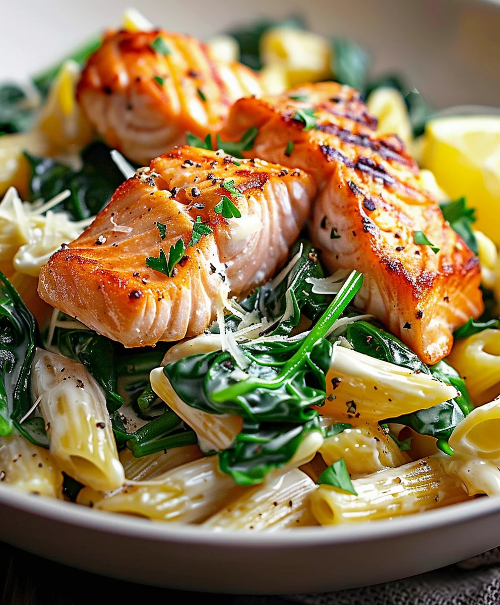 Healthy Salmon Spinach Pasta: Flavorful 30-Minute Meal! Healthy Salmon Spinach Pasta: Flavorful 30-Minute Meal!