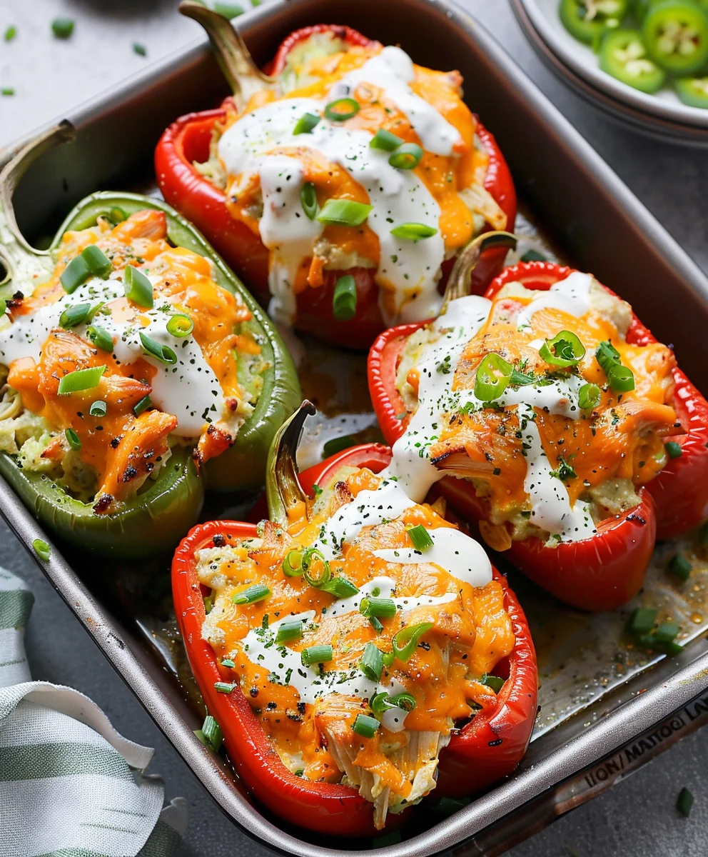 Whole30 Paleo Buffalo Chicken Stuffed Peppers | Low Carb Whole30 Paleo Buffalo Chicken Stuffed Peppers | Low Carb