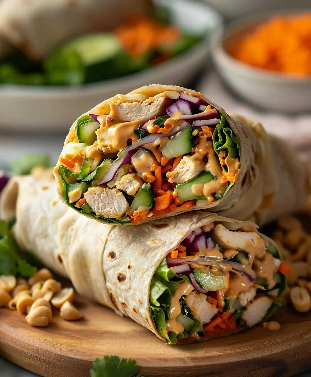 Delicious Thai Peanut Chicken Wraps – Easy Weeknight Meal