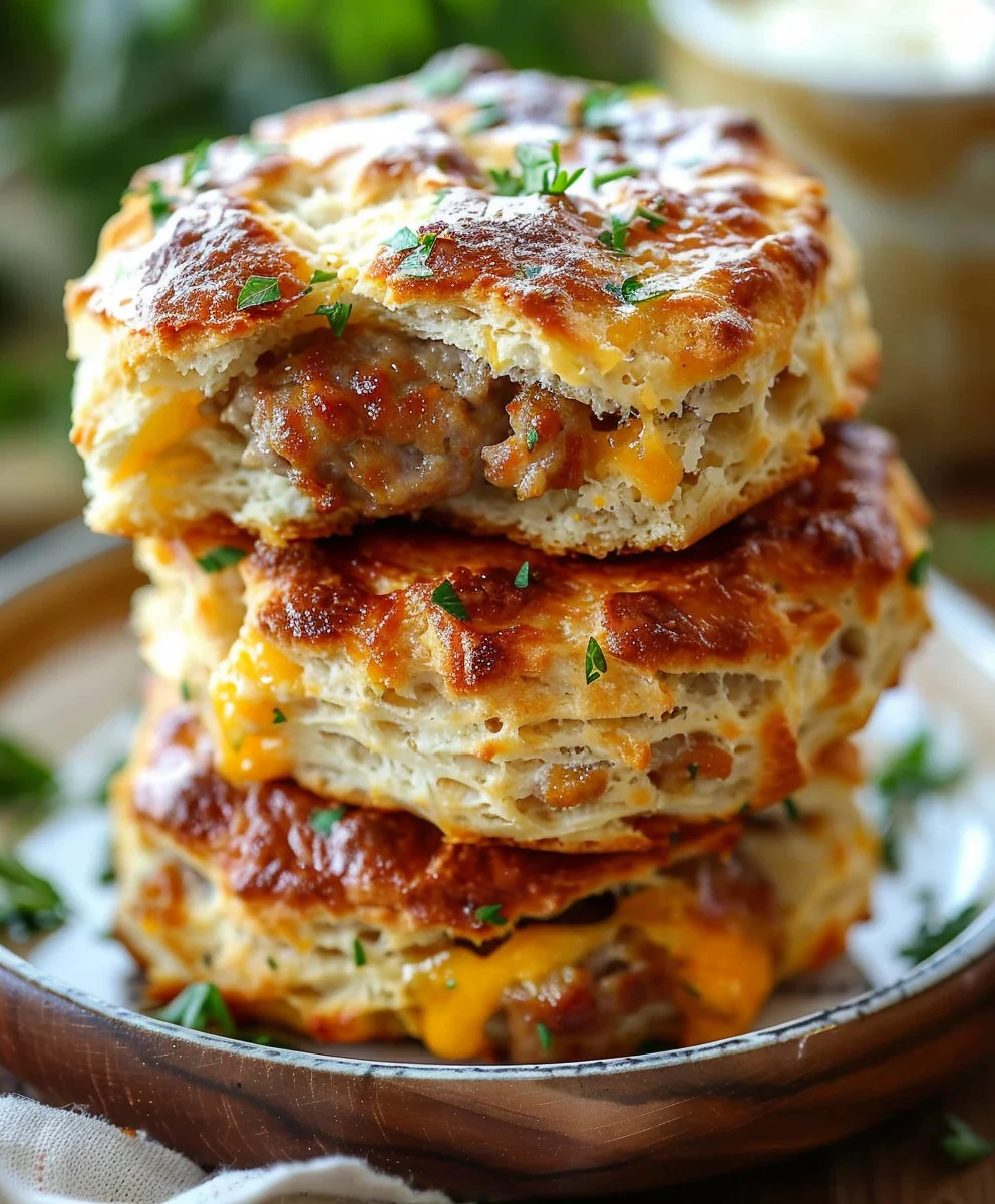 Amazing Beef Sausage Cheese Butter Swim Biscuits!