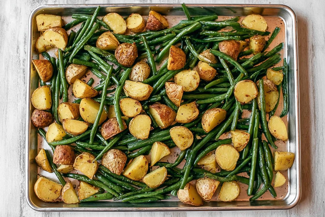Roasted Potatoes and Green Beans Sheet Pan Side